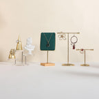 GemeShou Green necklace holder small jewelry stand, Velvet necklace display stand for selling, metal jewelry organizer necklace hanger【Green】