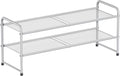 SUFAUY 2 Tier Mesh Shoe Rack, Closet Metal 33" Wide Shoe Shelf Heavy Duty, Grey