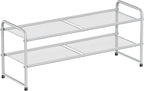 SUFAUY 2 Tier Mesh Shoe Rack, Closet Metal 33" Wide Shoe Shelf Heavy Duty, Grey