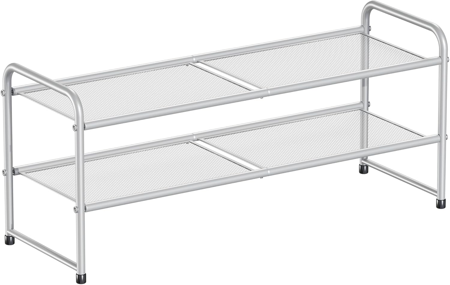 SUFAUY 2 Tier Mesh Shoe Rack, Closet Metal 33" Wide Shoe Shelf Heavy Duty, Grey