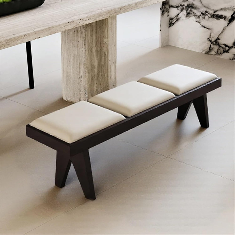 Modern Retro Wooden Upholstered Dining Table Cloakroom Shoe-Changing Stool Be...