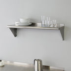 ROCKPOINT Stainless Steel Shelf 12 x 36 Inches 300lb, NSF Metal Commercial Shelves Wall Mount Floating Shelving with Backsplash for Restaurant, Kitchen, Home and Hotel, Silver
