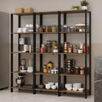 Madesa Kitchen Pantry Storage Rack with 15 Open Shelves 70" L Multiuse Modular Cabinet for Kitchen Organization (Black/Brown)