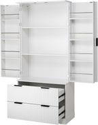 Polibi 72" Freestanding Fluted Kitchen Pantry Cabinet with 2 Large Drawers & 8-Door Spice Rack, Storage Organizer for Dining Room, Office, Entryway, or Hallway (White)