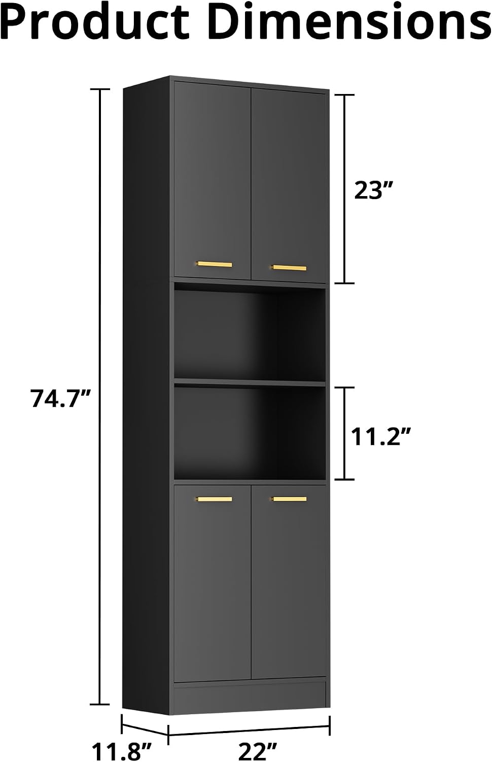 Cozy Castle Kitchen Pantry Cabinet, 75" Tall Wood Storage Cabinet with D...