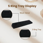 Novel Box 5-Slot Black Velvet Rings/Earrings/Cufflinks Holder Tray 8.12x1.75x1 Inches - Ring Holder Organizer for Selling or Personal Use - Jewelry Display Trays for Special Occasions