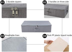 iwill CREATE PRO Pack of 2, Folding Zip Lidded Under Bed Storage Bins, Good for Shoes, Duvets, Clothes Organiser, Light Gray