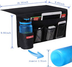 5 Pockets Bedside Caddy, Bedside Storage Organizer for Water Bottles, Magazines, Phone, Glasses (5 Pockets-Black)
