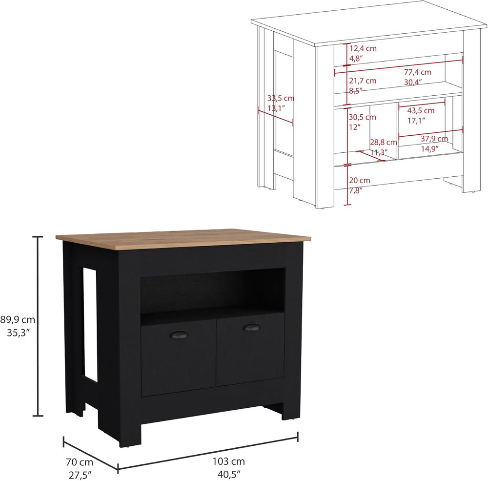 Kitchen Island Two Door Cabinet and Shelf with Multicolor | Ample storage wit...