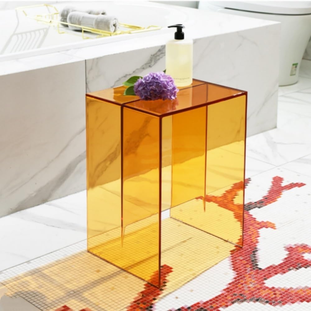 Modern Transparent ABS Side Table, Creative Night Stand for Small Spaces, Sim...