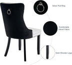 Dining Room Chairs Set of 6, Upholstered Tufted Dining Chairs with High Back, Nailhead Trim and Solid Wood Legs, Modern Dining Chair for Dining Room, White Pu Leather Splicing Black Velvet