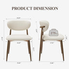 Dining Chairs Set of 2, Upholstered Dining Room Chairs with Metal Legs and Anti Slip Pads, Curved Back Kitchen Chair for Home and Restaurant Use, Beige