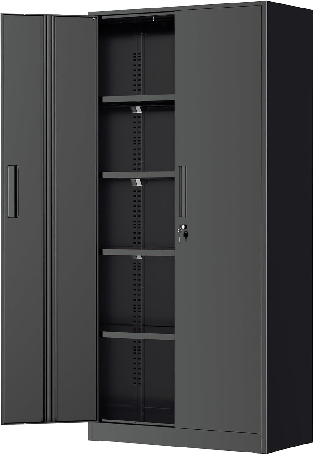 Greenvelly Storage Cabinet, 72” Black Garage Steel Locking Cabinet with Doors...