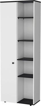 23.6" D*11.8" W*66.5" H Freestanding Kitchen Pantry with Dawer & 4 Shelves, Double Door, Rectangular Wood Storage Cabinet, Modern Minimalist, for Living Room, Dining Room, White