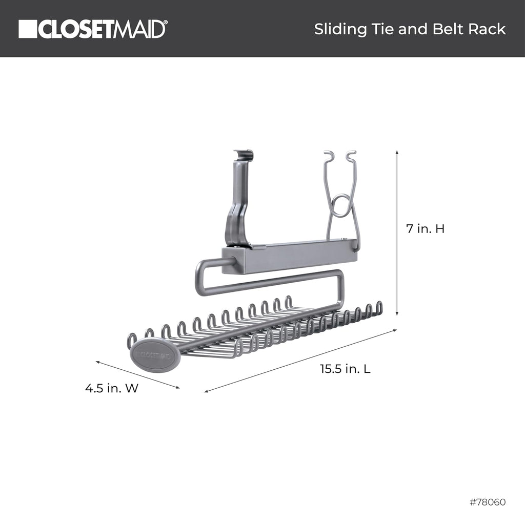 ClosetMaid 78060 Sliding Tie and Belt Rack for Wire Shelving