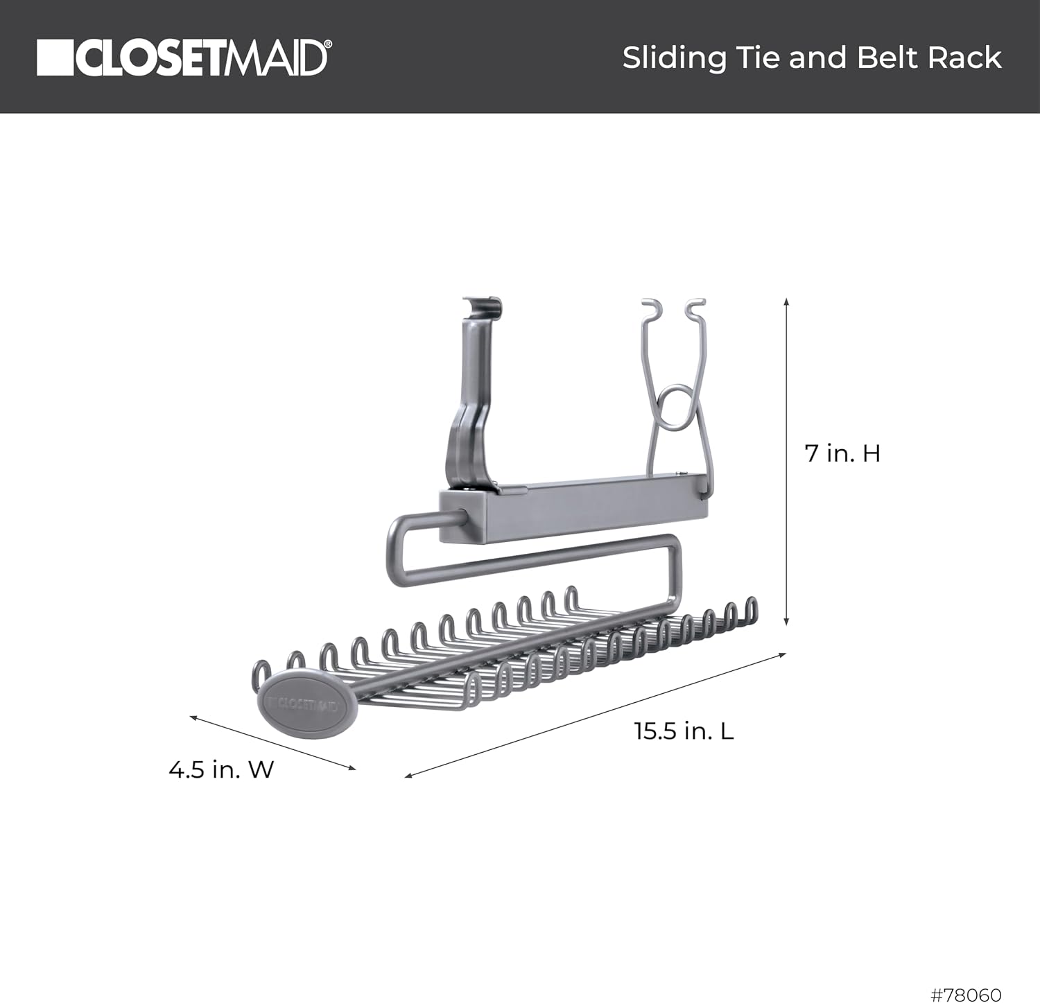 ClosetMaid 78060 Sliding Tie and Belt Rack for Wire Shelving