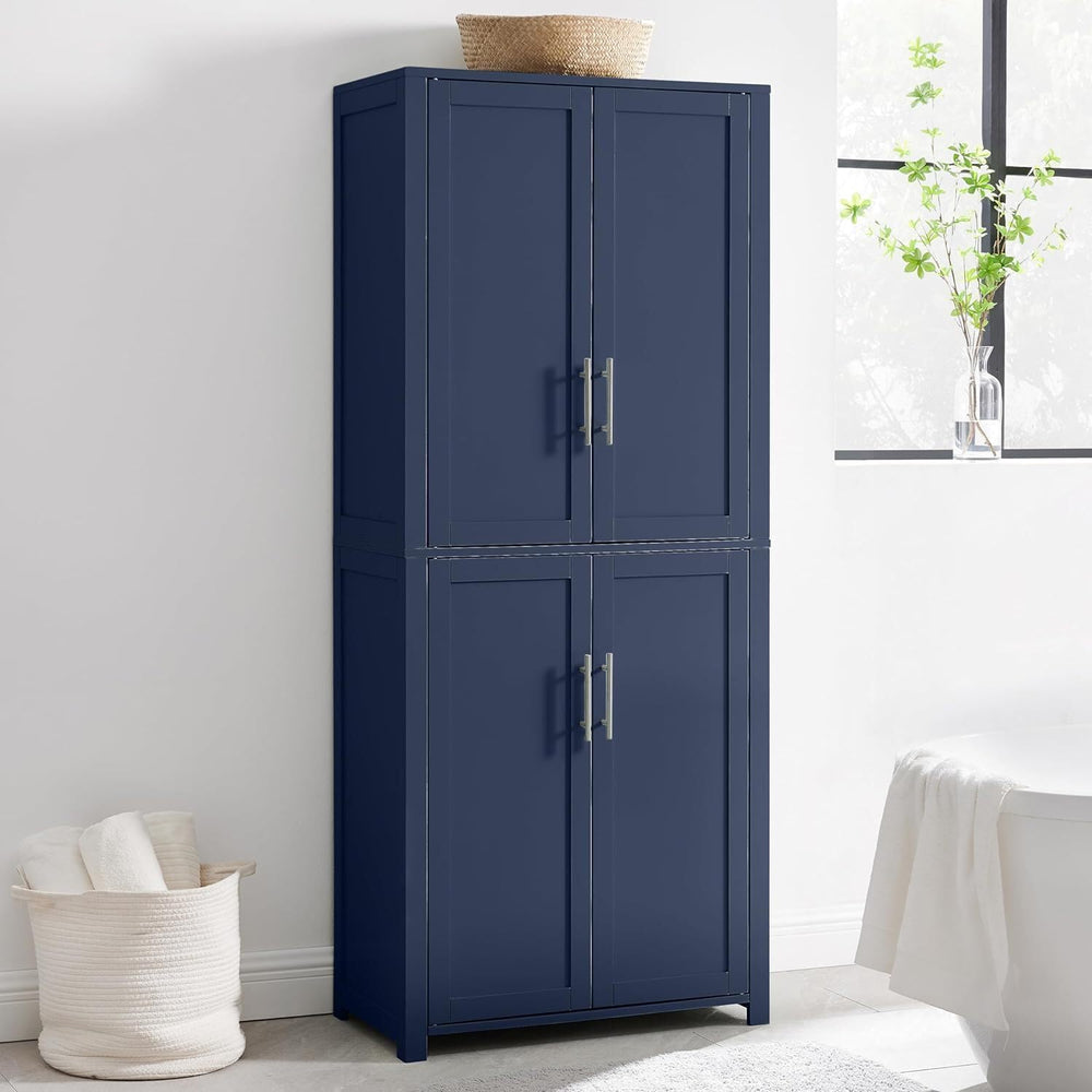 HomeStock African Artistry Tall Kitchen Storage Pantry - Navy Finish