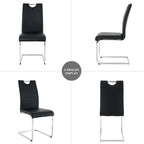 Goujxcy Dining Chairs Set of 4, Modern High Back Kitchen Chairs with Metal Legs and Faux Leather Padded Seat Upholstered Dining Chairs for Dining & Kitchen,Living Room (Black&Silver, Set of 4)