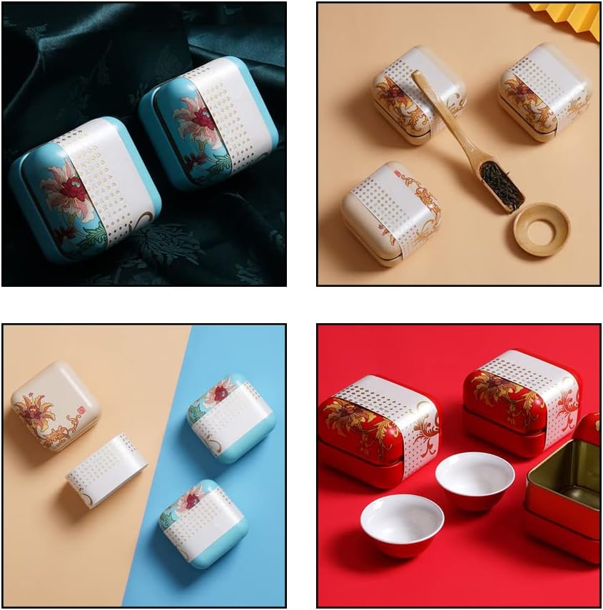 3 Pcs Tea Tin Canister Mini Tea Storage Box Rustproof Square Coffee Tea Sealed Box for Store Crafts Snacks Candy and Tea