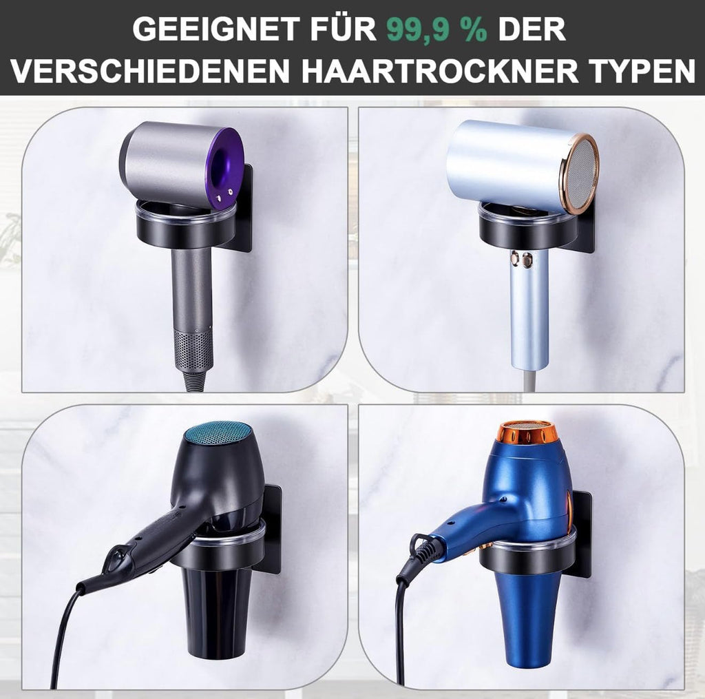Hair Dryer Wall Mounted Holder,Stainless Steel Blow Dryer Holder,Self-Adhesive Bathroom Hair Styler Tool Organizer Storage Rack