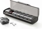 Weekly Pill Organizer,Portable 7 Day Pill Box,Moisture Proof Medicine Pill Organizer,Travel Pill Case with BPA-Free Material,Pocket-Size for Supplements & Vitamins (Black)