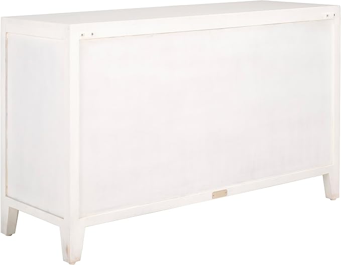 SAFAVIEH Raelie TV Stand for up to 50" Flatscreen – White Washed, 2 Doors with Interior Storage, Entertainment Media Console Cabinet, Fully Assembled (MED5301A)