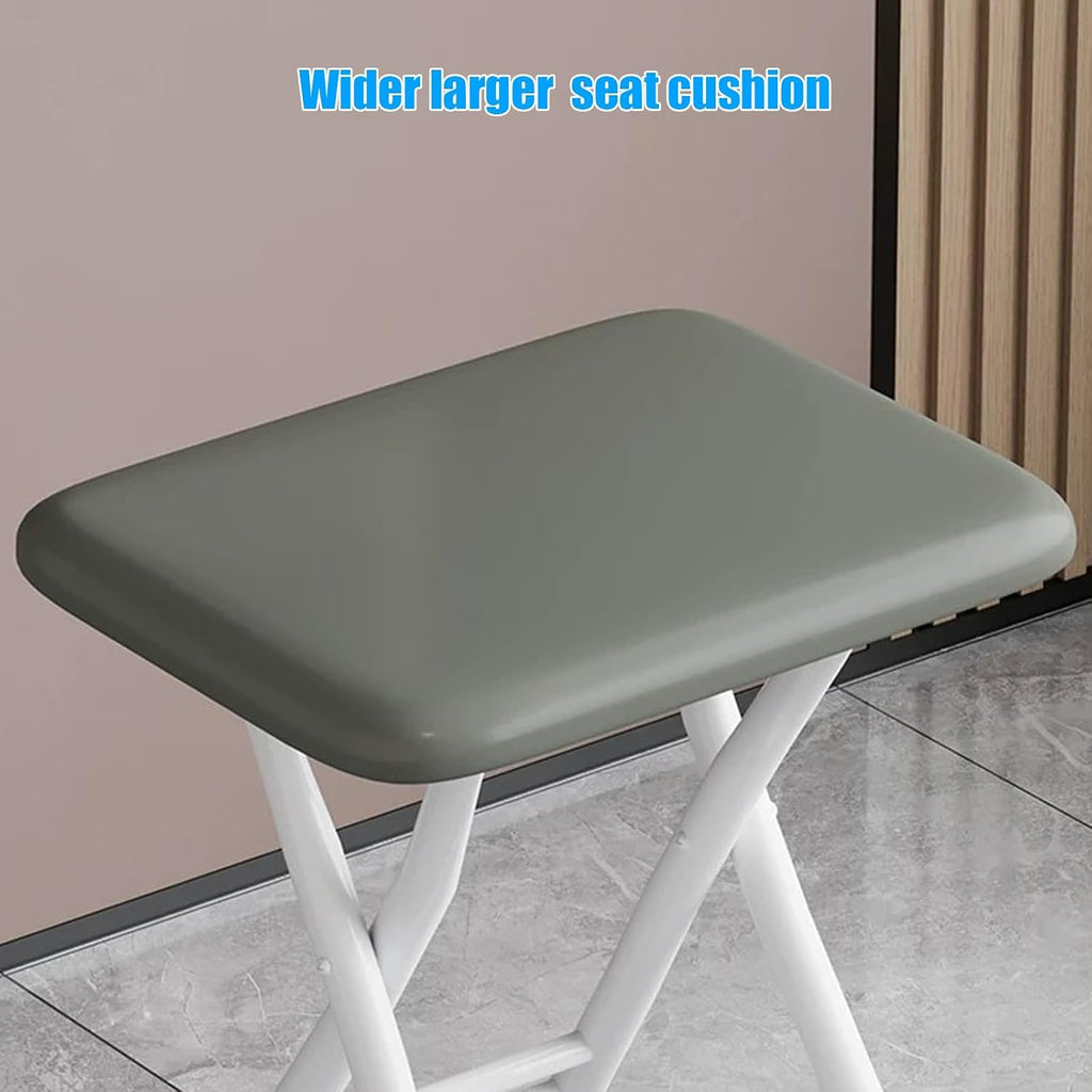 Stackable Kitchen Stools, Folding Chairs, Commercial Event Seat, Comfortable Cushion, for Patio, Picnic, Parties, Home, Office(Green,White Frame)