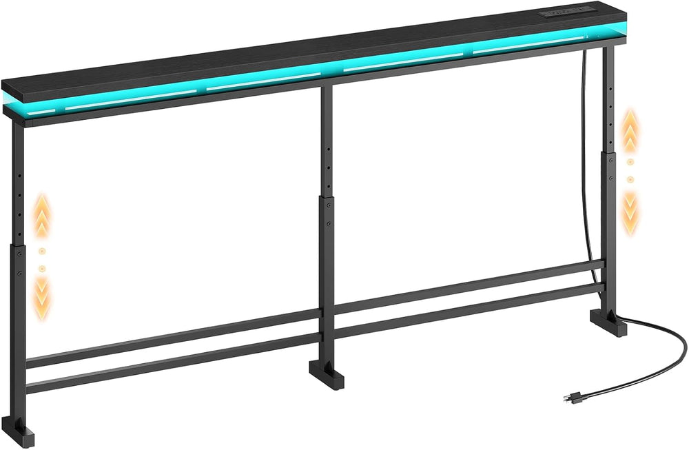 YATINEY 70.9" Behind Couch Table with LED Lights, Narrow Console Table w...