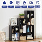 VECELO Modern Bookshelf, 5 Cube Shelf, Fits Tallest Hardcovers, Horizontal Available, Storage Organzier for Home Office, Matte Black
