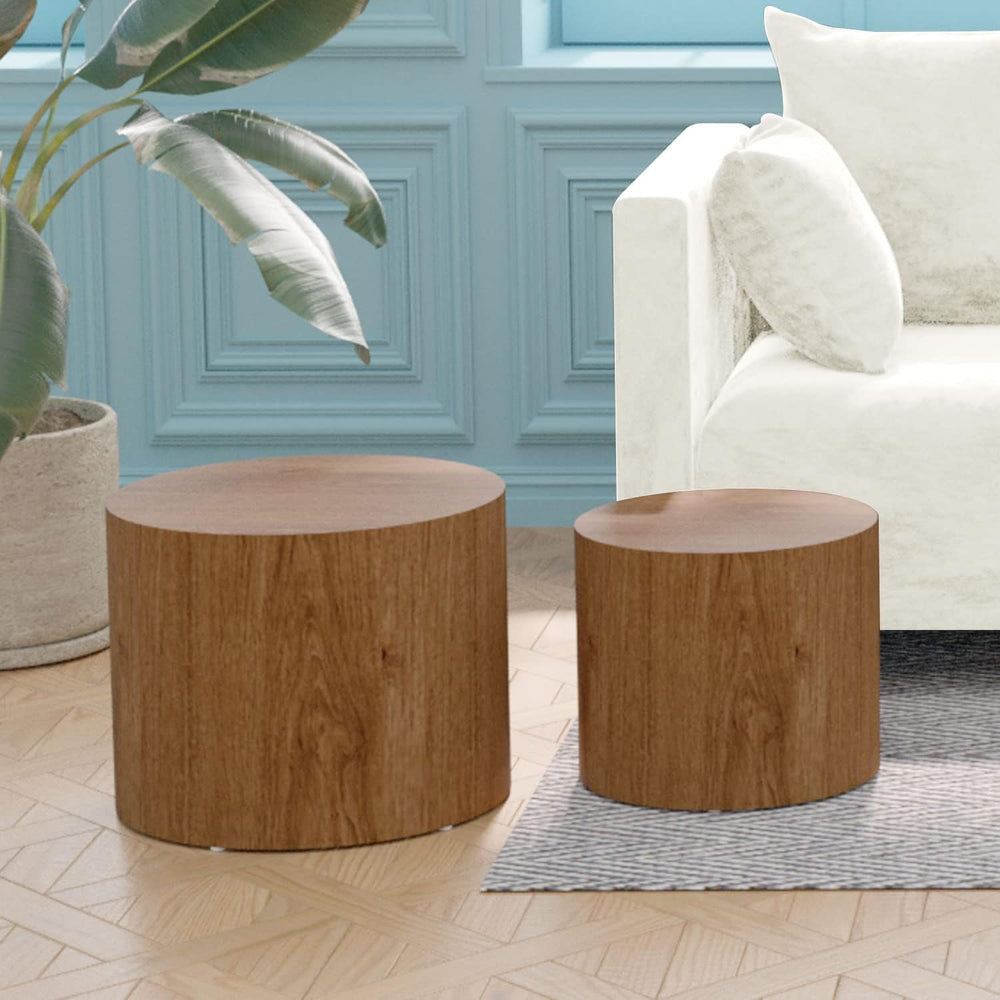 Modern Coffee Nesting Side End Table Set of 2, Small Round Circle Midcentury ...