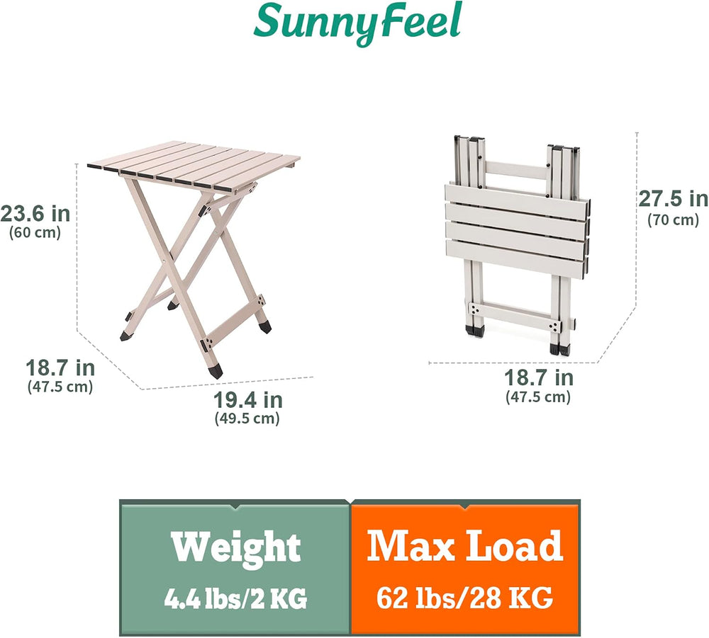 SUNNYFEEL Folding Camping Table - Lightweight Aluminum Portable Picnic Table ...