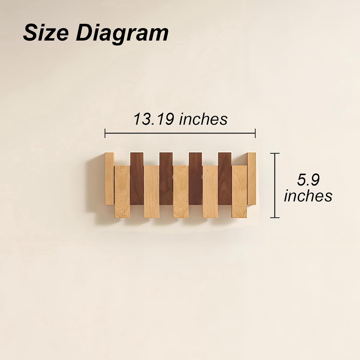 Wooden Wall Hooks,Beech Wood Coat Rack with Magnetic Closure with 4 Hooks, 45° Angle Rust-Proof Entryway Hooks for Sturdy Hanging, Eco-Friendly Finish for Hallway, Bedroom, Bathroom