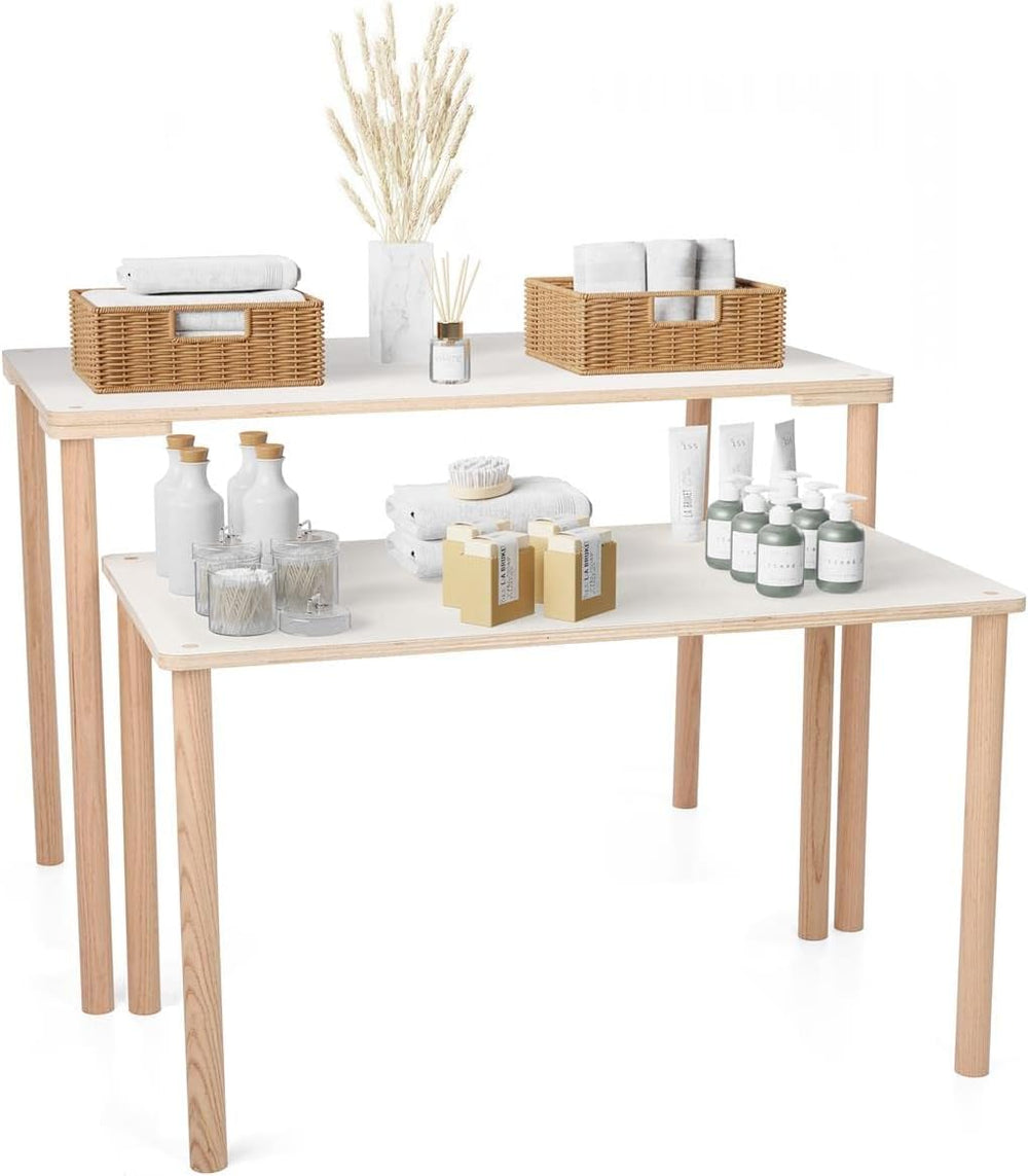 Displays2go Dandelion Nesting Display Tables, Set of 2 | Knockdown Design, Re...