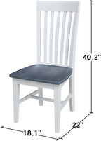 International Concepts Set of Two Tall Mission Chairs, White/Heather gray