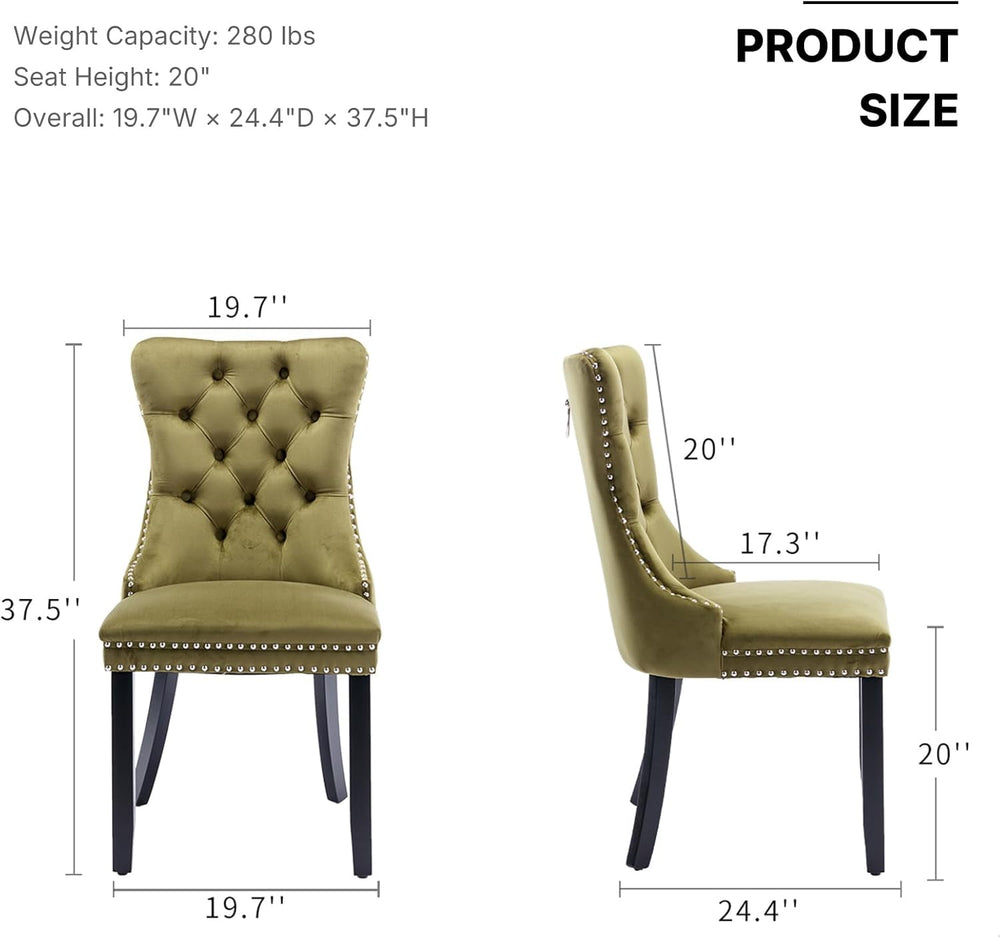 OVENTA Modern Tufted Upholstered Dining Chairs Set of 6, Olive Green Velvet D...