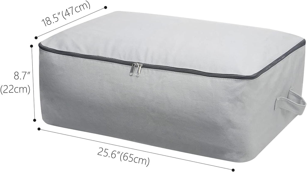 Omygarden Ultra Thick Fabric Clothes Canvas Storage Bag Foldable Closet Organizer Bag with Reinforced Handle Sturdy for Sweaters, T-shirts, Blankets, Coats, 3 Pack, Light Gray