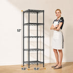 GRANNY SAYS 5-Tier Narrow Storage Shelves for Small Spaces – 15.8" W Metal Shelving Unit, Adjustable Wire Shelf, Freestanding Storage Rack for Bathroom, Laundry, Kitchen Pantry, Garage, Black