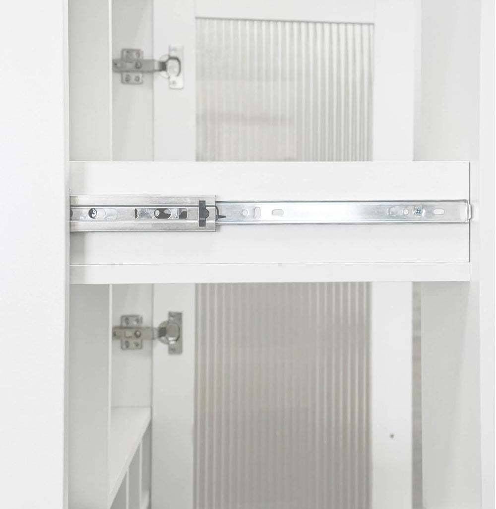 Kitchen Pantry Cabinet with Pull-Out Shelves, Farmhouse Storage Cabinet with ...