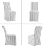 Parsons Dining Chairs Set of 2 Upholstered Linen Fabric Kitchen Chairs with Removable Skirt, High Back Side Chairs with Solid Wood Legs for Dining/Living Room, Banquet,Khaki