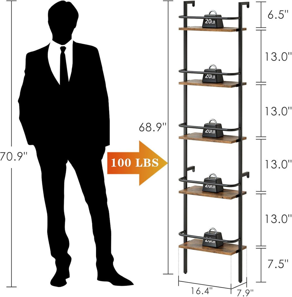 5-Tier Wine Rack Wall Mounted, Wine Racks Freestanding Floor with Fences, 50 ...