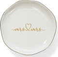 HOME SMILE Mrs and Mrs Gifts，Wedding Gifts for Couples,Ring Dish,Ceramic White