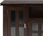 SIMPLIHOME Artisan TV Stand - 53 inch Wide Solid Wood Tall Media Console in Dark Chestnut Brown, Contemporary Entertainment Center for Living Room for TVs up to 60 Inches with Cable Management