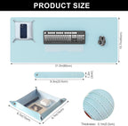 DAWNTREES Dual Sided Desk Mat,Leather Desk Pad,Cork Desk Mat Protector,with PU Leather Valet Tray Organizer,Large Mouse Pad,Desk Writing Pad for Office and Home(Light Blue 31.5"x15.8")