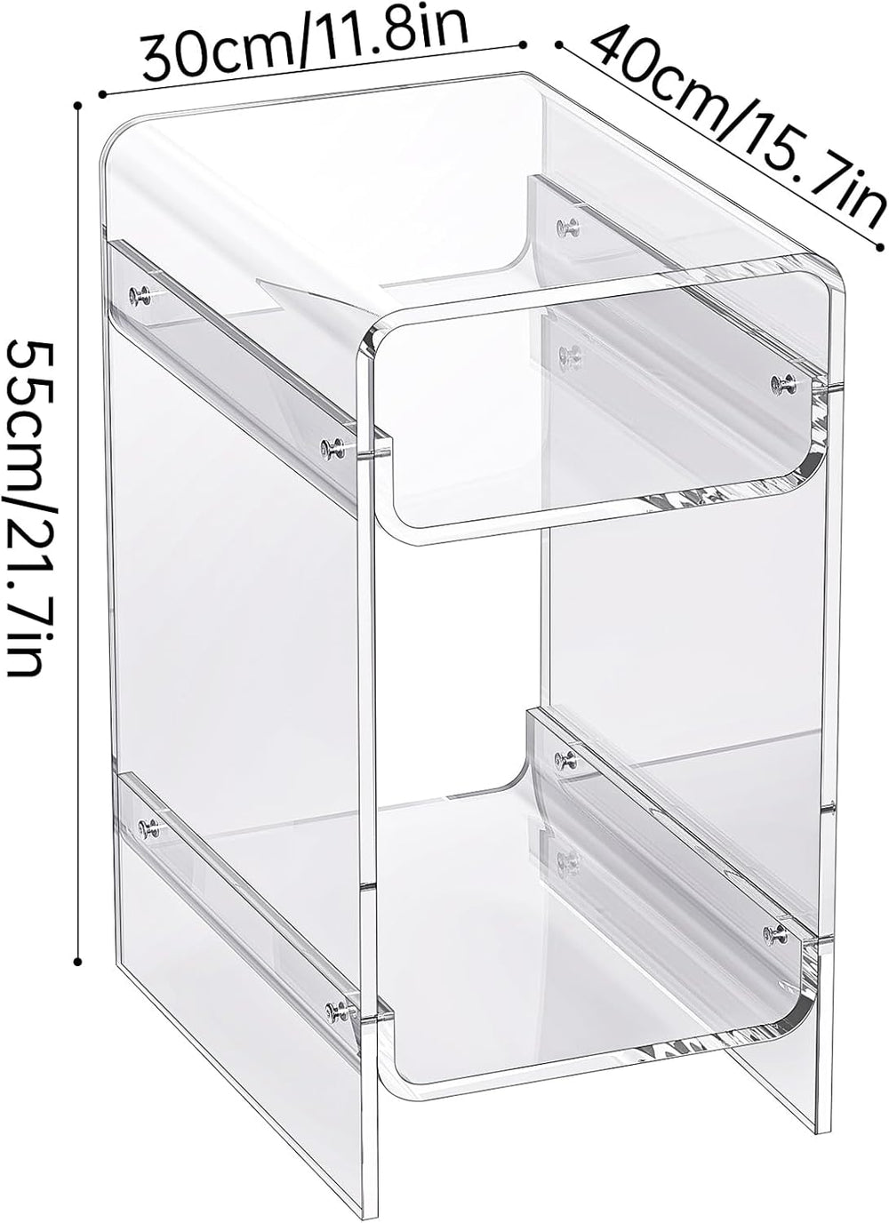 Clear Acrylic Side Table, Narrow Nightstand Bedside Table for Bedroom, Skinny...