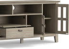 SIMPLIHOME Artisan TV Stand - 72 inch Wide Solid Wood Media Console in Distressed Grey, Contemporary Entertainment Center for Living Room for TVs up to 80 Inches with Drawers and Cable Management