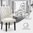 Velvet Dining Kitchen Chair Set of 6, Parsons Upholstered Dining Room Chair, Wood Accent Chair with Nailed Trim, Beige
