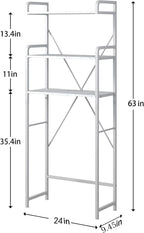 Over The Toilet Storage Rack with 3-Tier Bathroom Shelves, Space Saver Toilet Shelf, Bathroom Storage Organizer with Hooks for Over Toilet Storage and Bathroom Shelf (White Faux Marble)