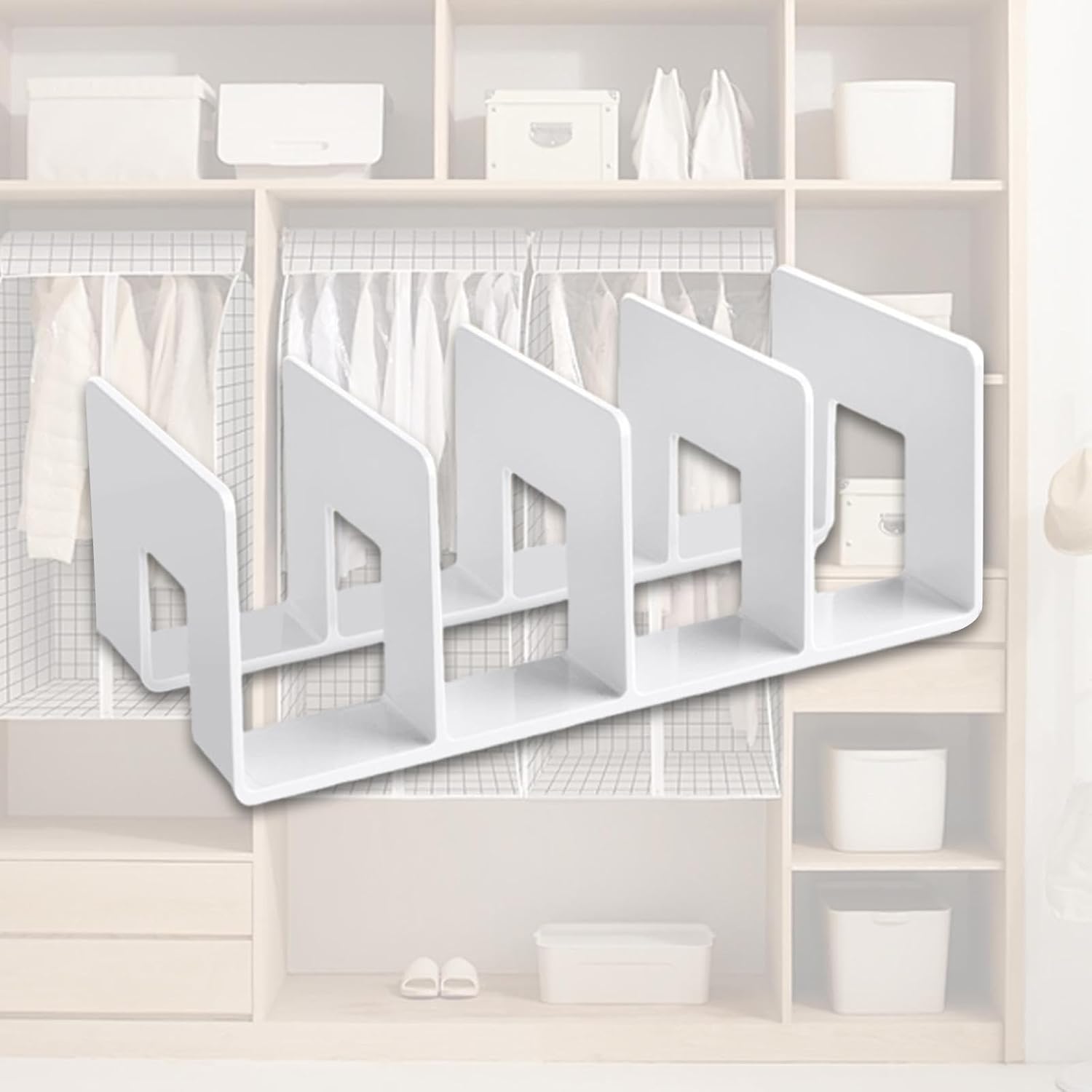 Wardrobe Divider Shelf Purse Organizer for Closet Shelf Dividers Purse Display Stand for Libraries, White