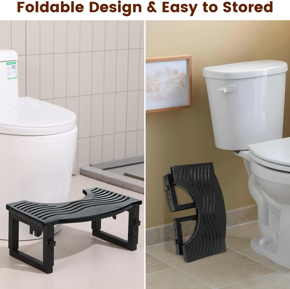 Toilet Stool Foldable,7in,8in,9 in Adjustable Height,Poop Stool