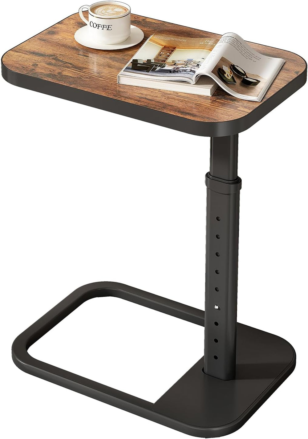 Kitstorack Adjustable Height C-Shaped End Table, 9-Level Side Table with Thic...